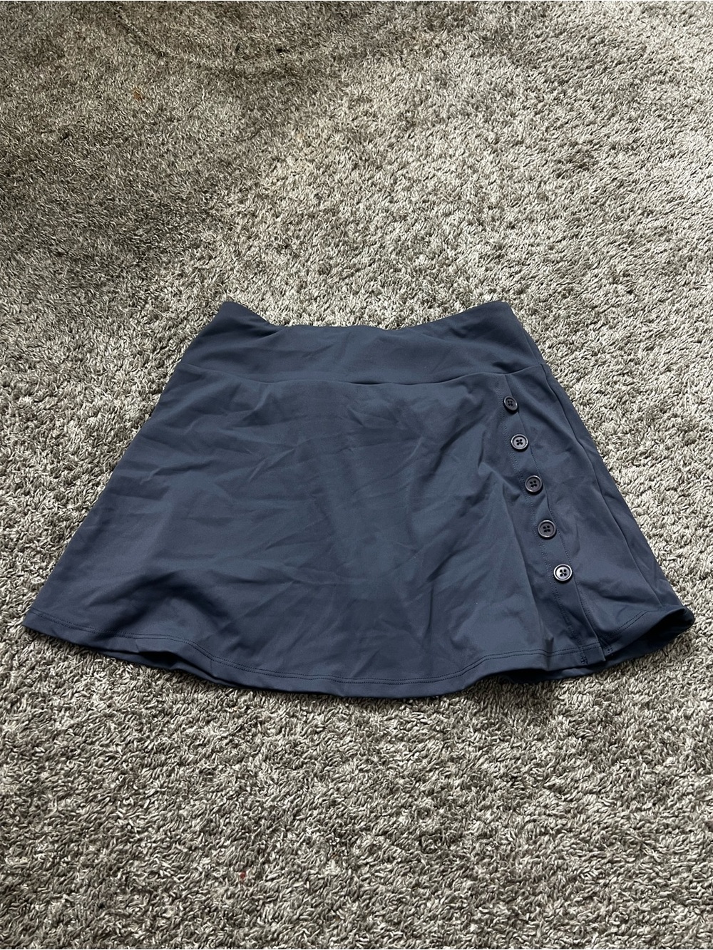 Classic Navy Skater Skirt with Side Button Detail